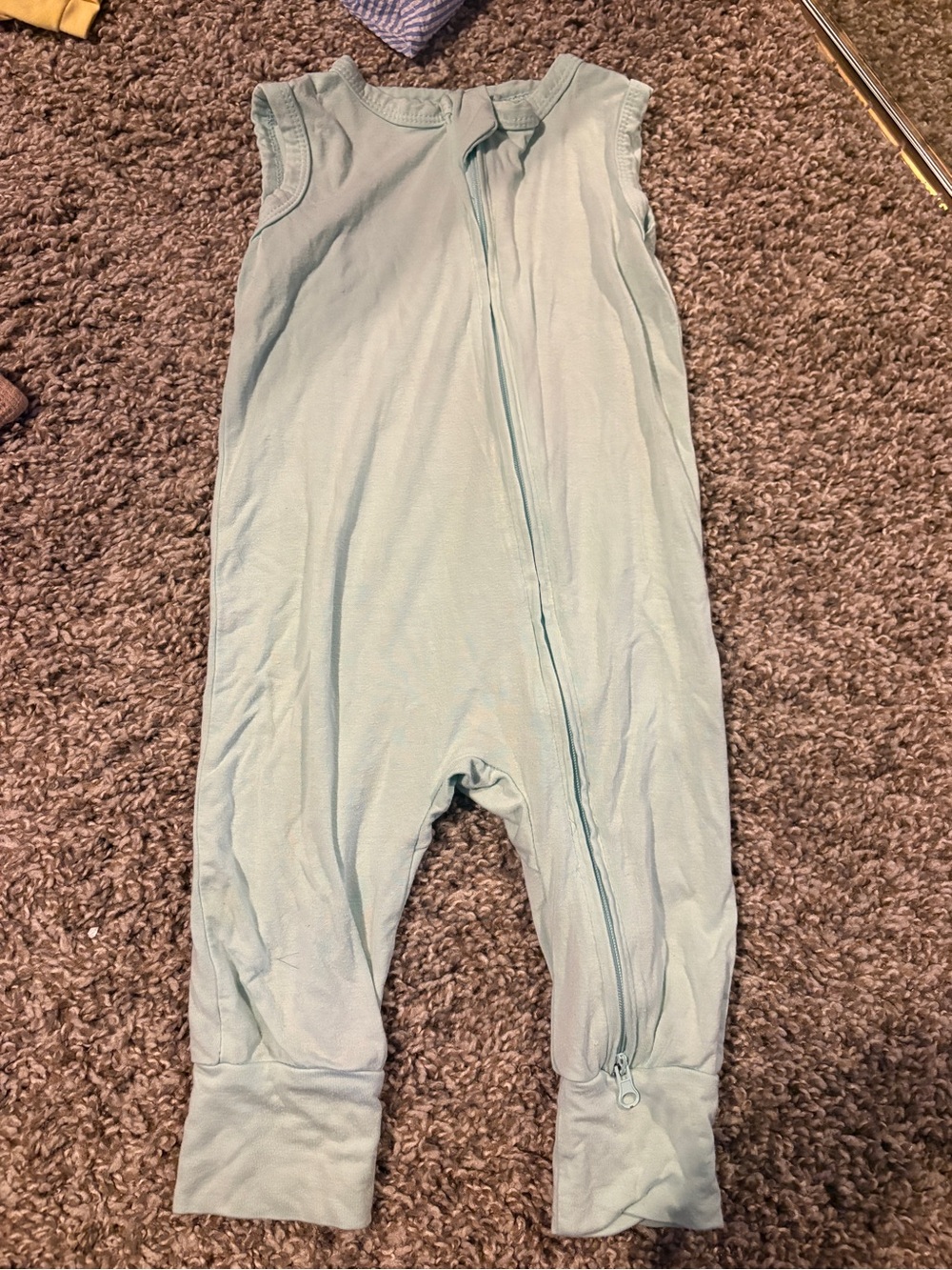 Angel Dear Sleeveless Light Aqua Zip Footed One-Piece